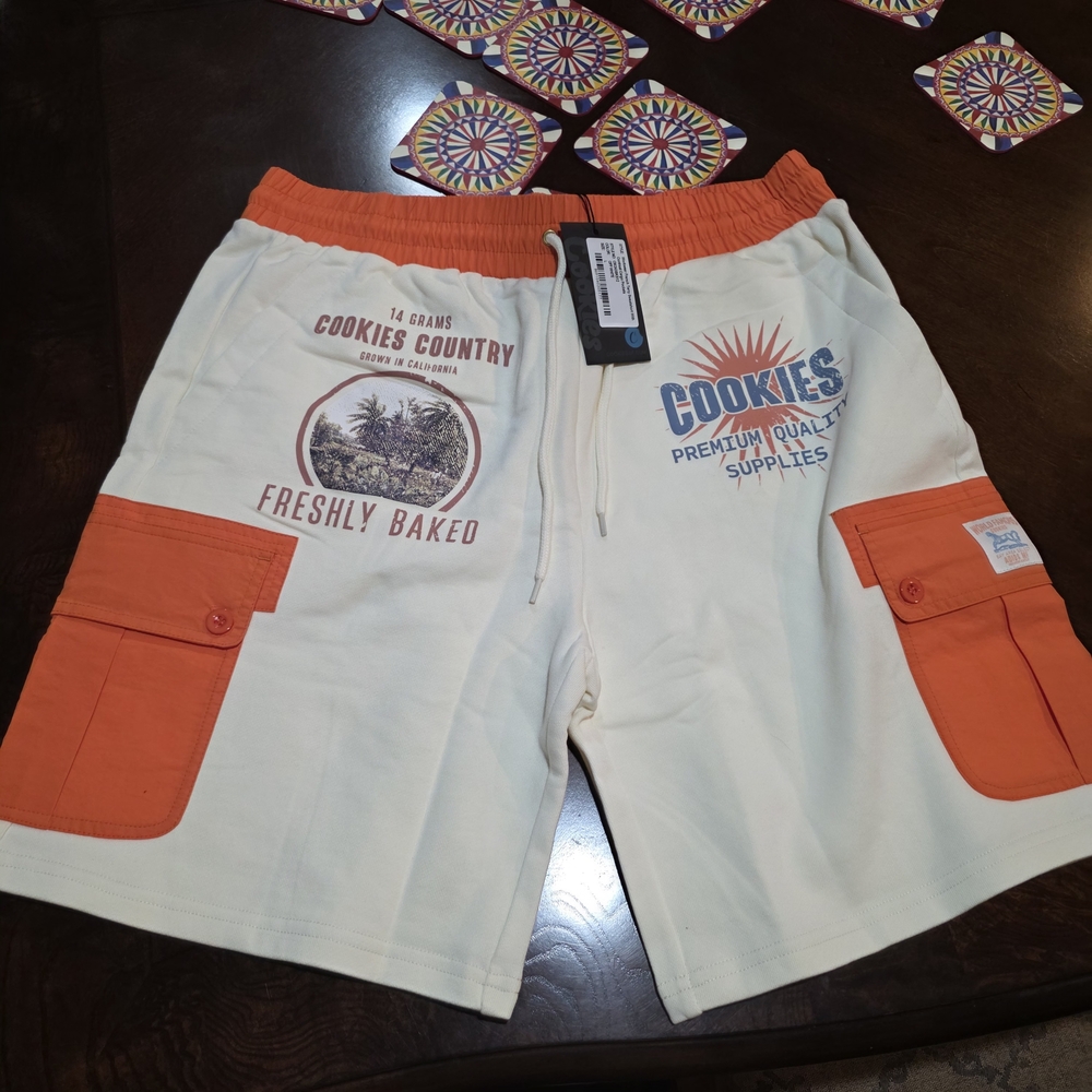 Cookies SF Workwear French Terry Sweatshorts Color Offwhite SIZE large